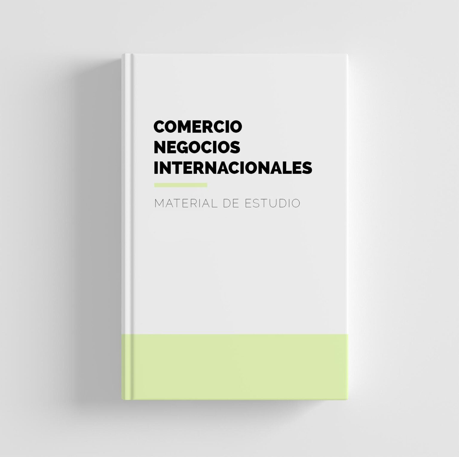 Ilustración de un libro cuya portada contiene como texto la palabra comercio negocios internacionales