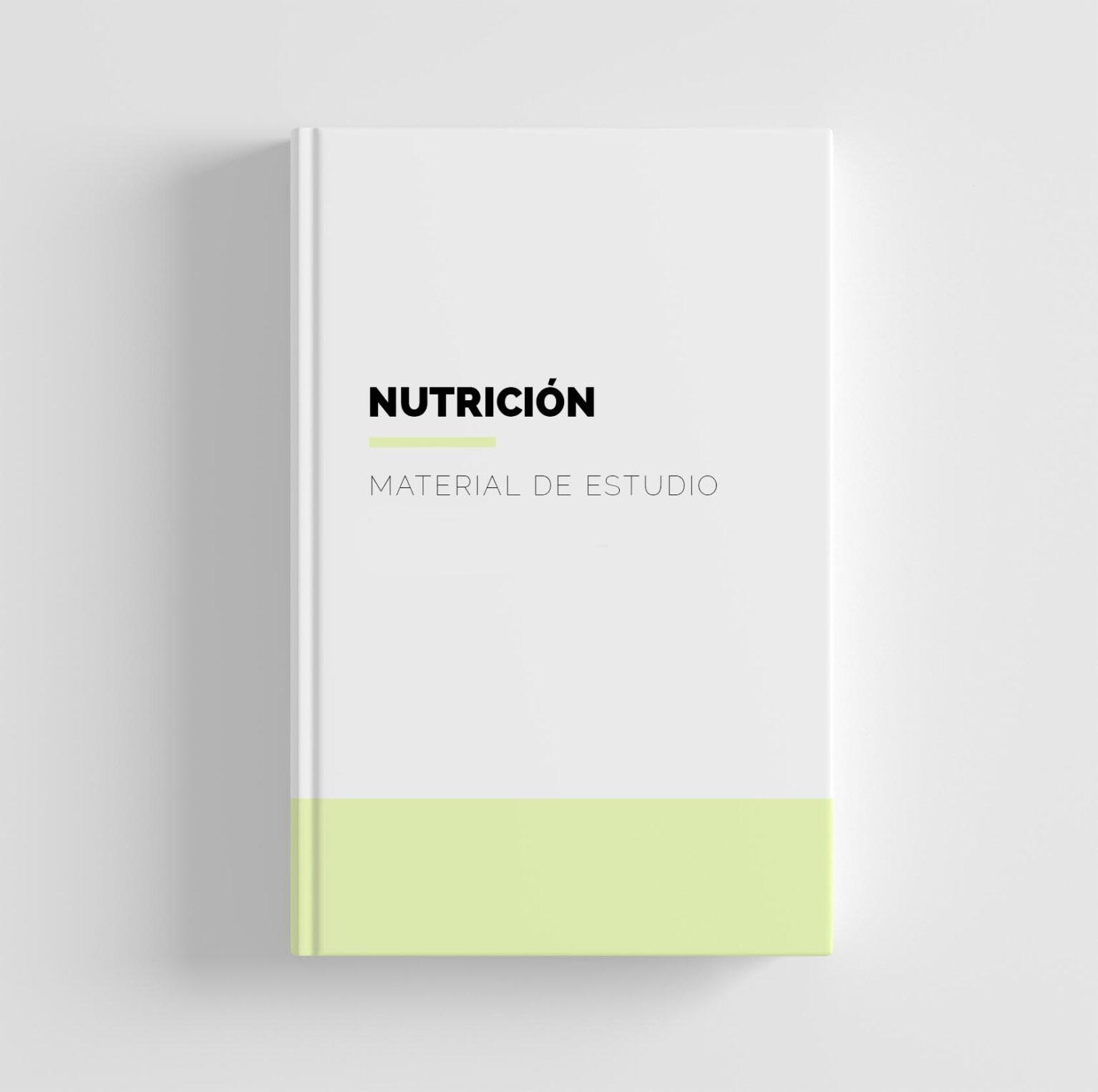 Ilustración de un libro color verde con la palabra nutrición