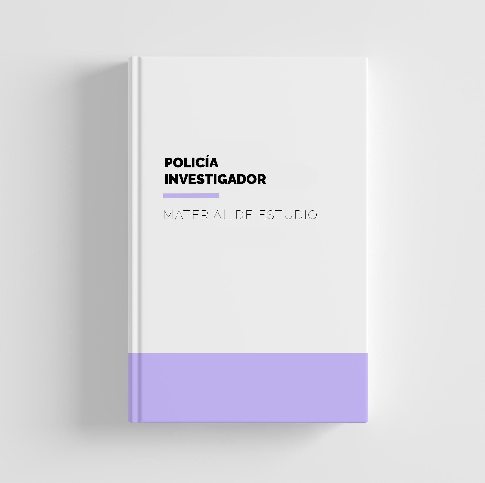 Un libro blanco con fondo morado que tiene un texto que dice policia investigador